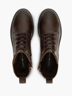 TH Monogram Leather Lace-Up Boots — Brown 3