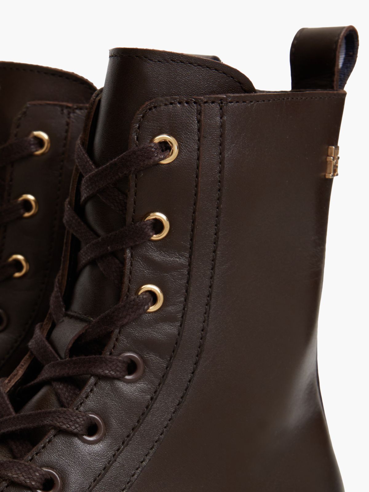 TH Monogram Leather Lace-Up Boots — Brown