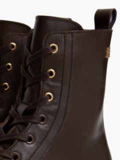 TH Monogram Leather Lace-Up Boots — Brown 6