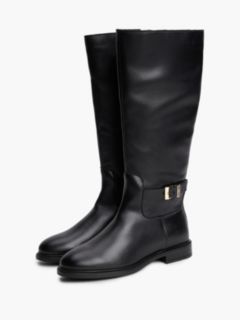 TH Monogram Buckle Leather Knee-High Boots — Black 2