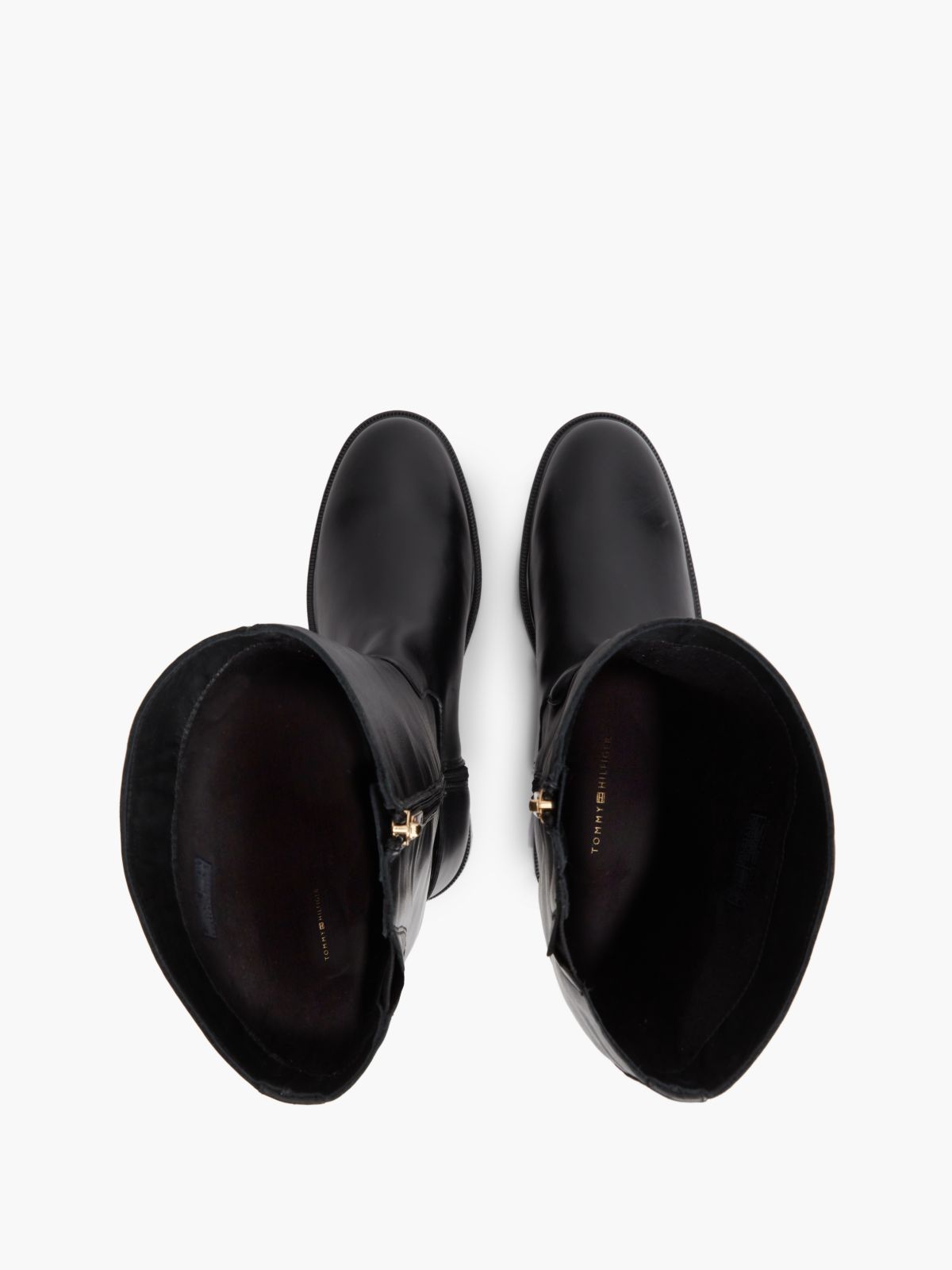 TH Monogram Buckle Leather Knee-High Boots — Black