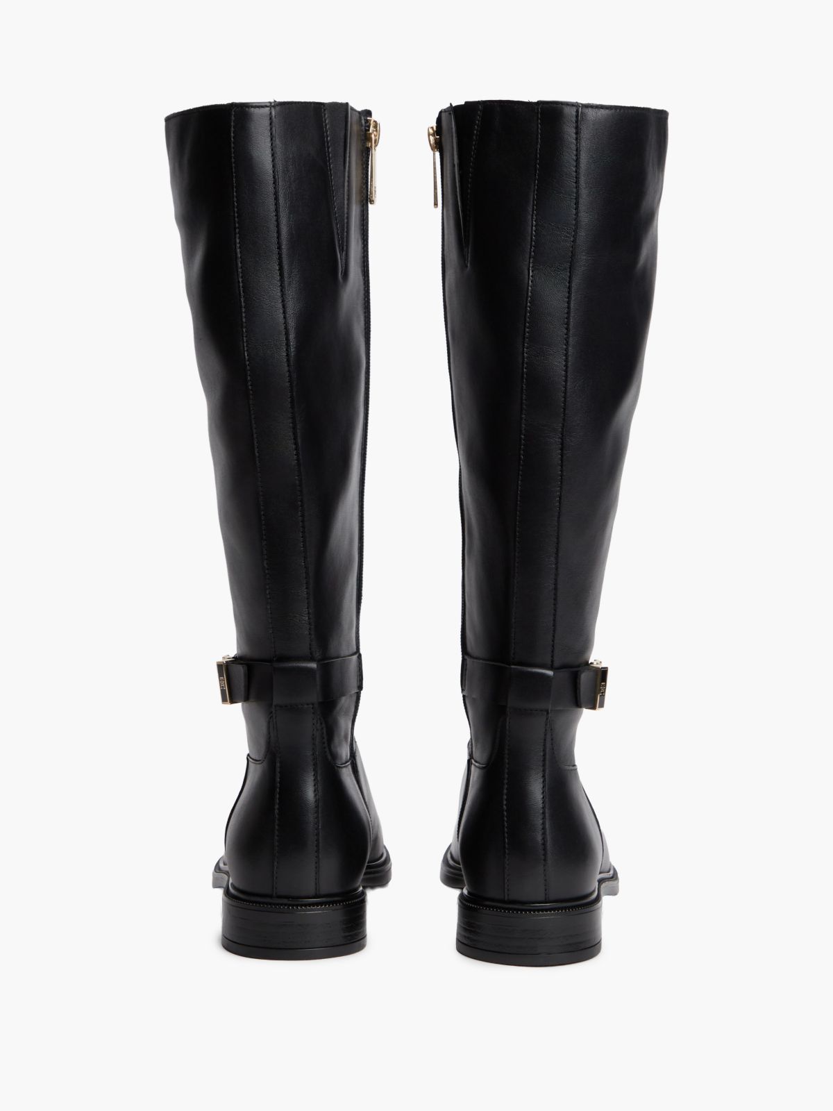 TH Monogram Buckle Leather Knee-High Boots — Black