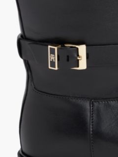 TH Monogram Buckle Leather Knee-High Boots — Black 6