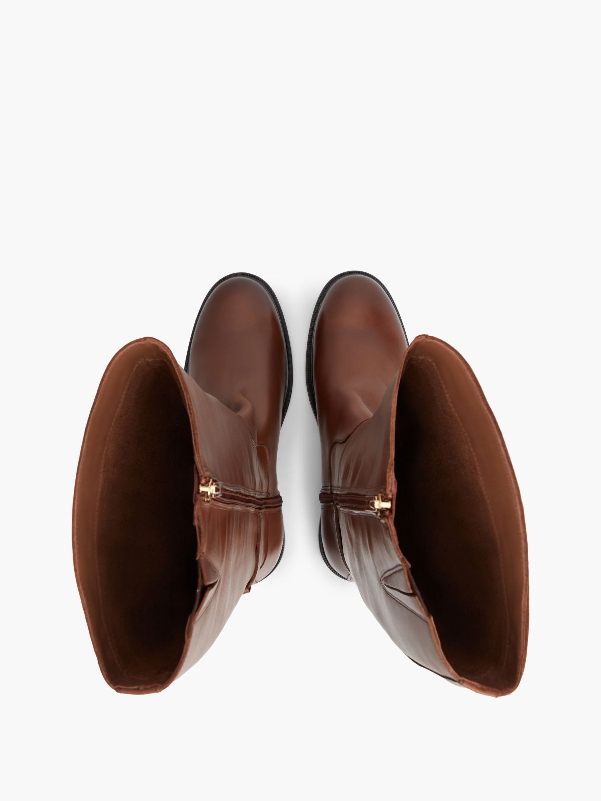 TH Monogram Buckle Leather Knee-High Boots — Brown
