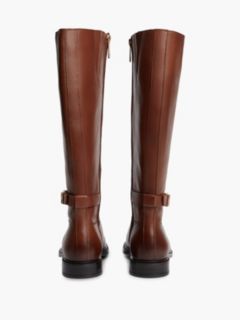 TH Monogram Buckle Leather Knee-High Boots — Brown 4