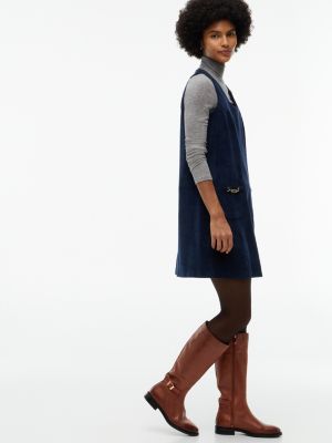 braun kniehohe lederstiefel mit th-monogramm-schnalle für damen - tommy hilfiger