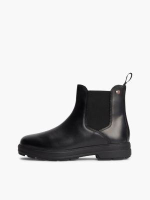 stivaletti chelsea outdoor in pelle nero da donne tommy hilfiger