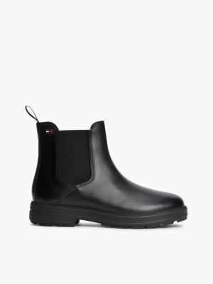 stivaletti chelsea outdoor in pelle black da donne tommy hilfiger