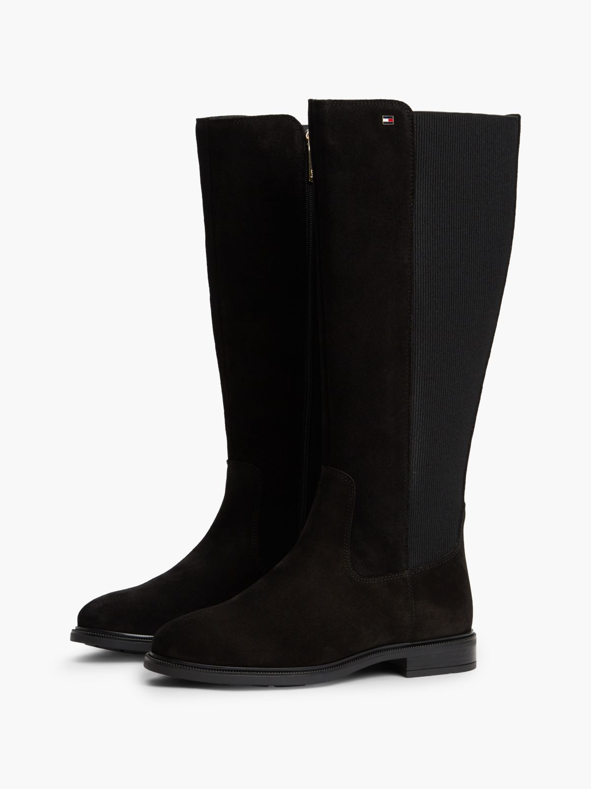 Enamel Flag Suede High Chelsea Boots — Black