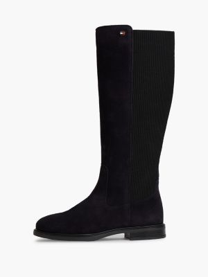 blue enamel flag suede high chelsea boots for women tommy hilfiger