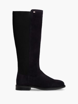 bottines chelsea hautes en daim à drapeau blue pour femmes tommy hilfiger