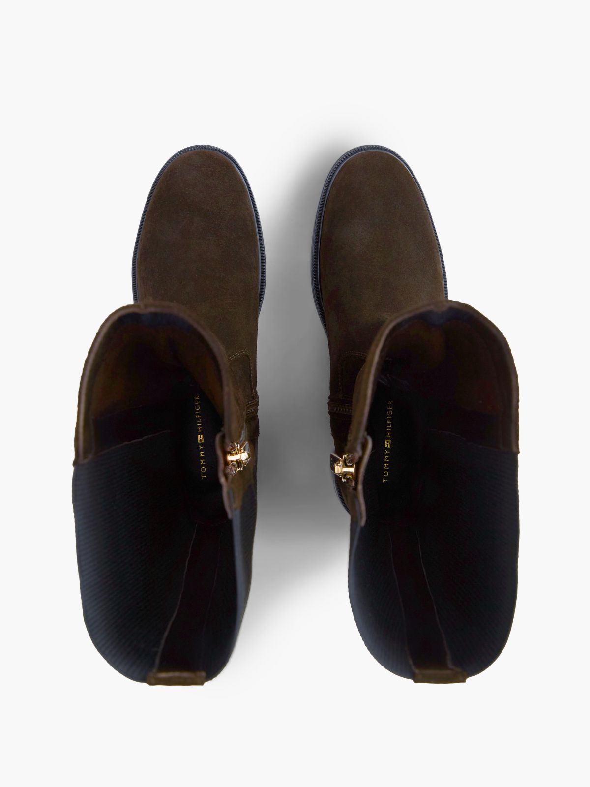 Enamel Flag Suede High Chelsea Boots — Brown