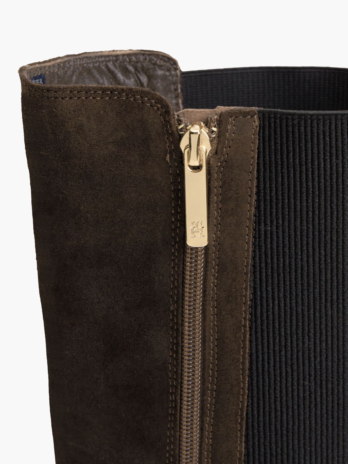 Enamel Flag Suede High Chelsea Boots — Brown
