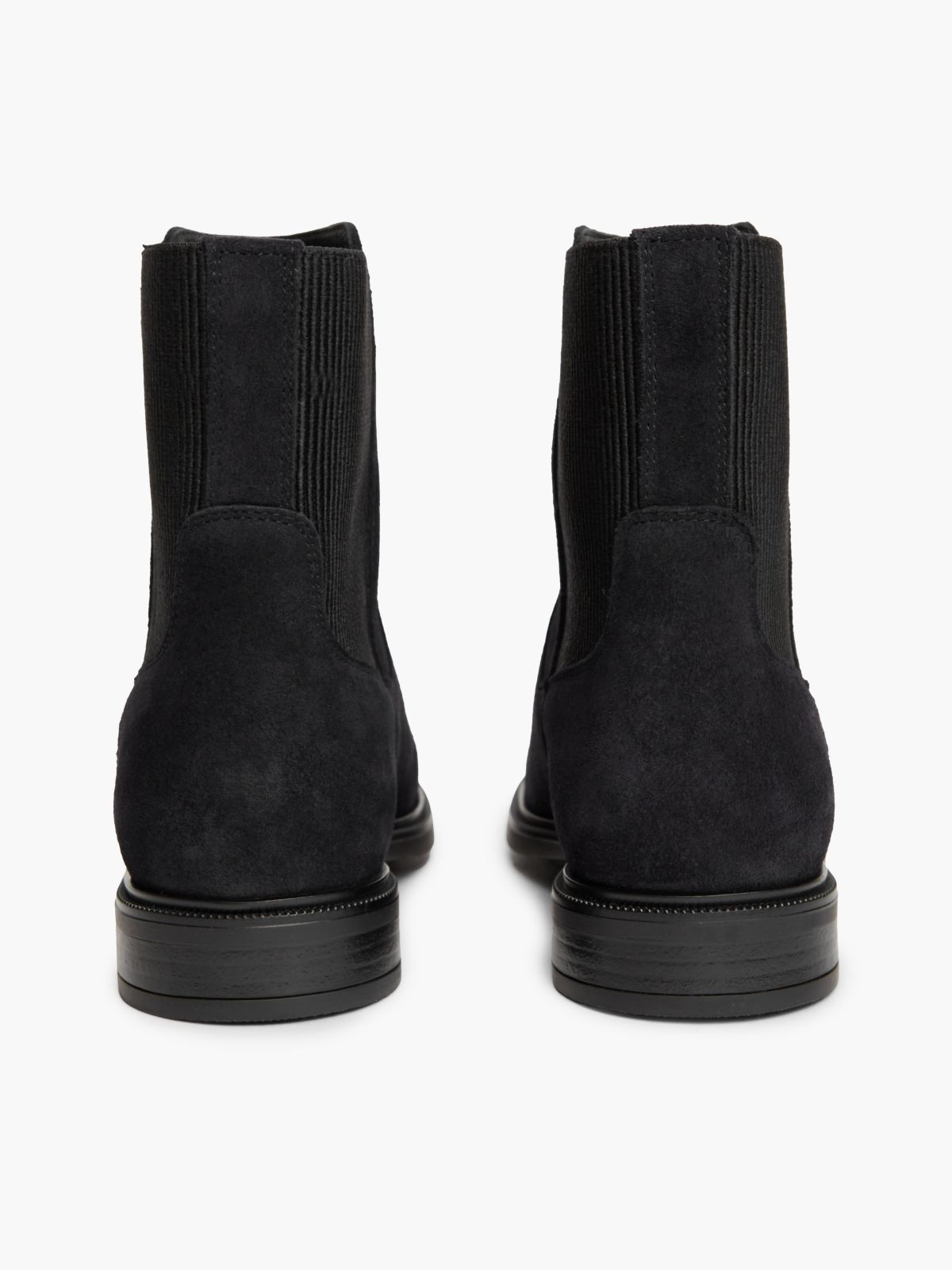 Suede Enamel Flag Chelsea Boots — Blue