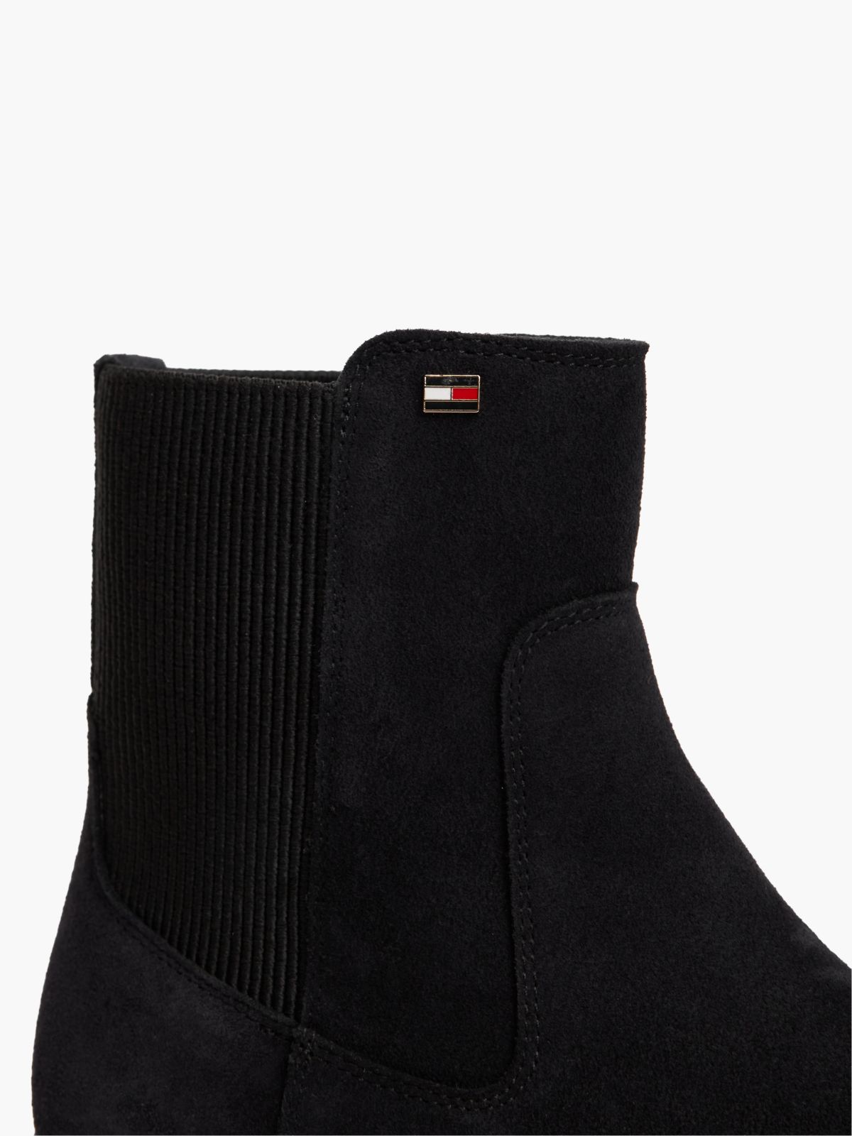 Suede Enamel Flag Chelsea Boots — Blue