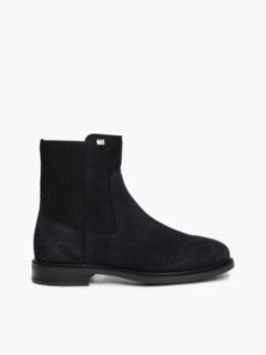 Suede Enamel Flag Chelsea Boots — Blue 1