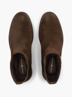 Suede Enamel Flag Chelsea Boots — Brown 3