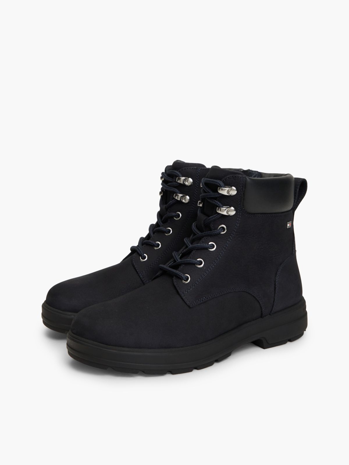Waterproof Leather Lace-Up Ankle Boots — Blue