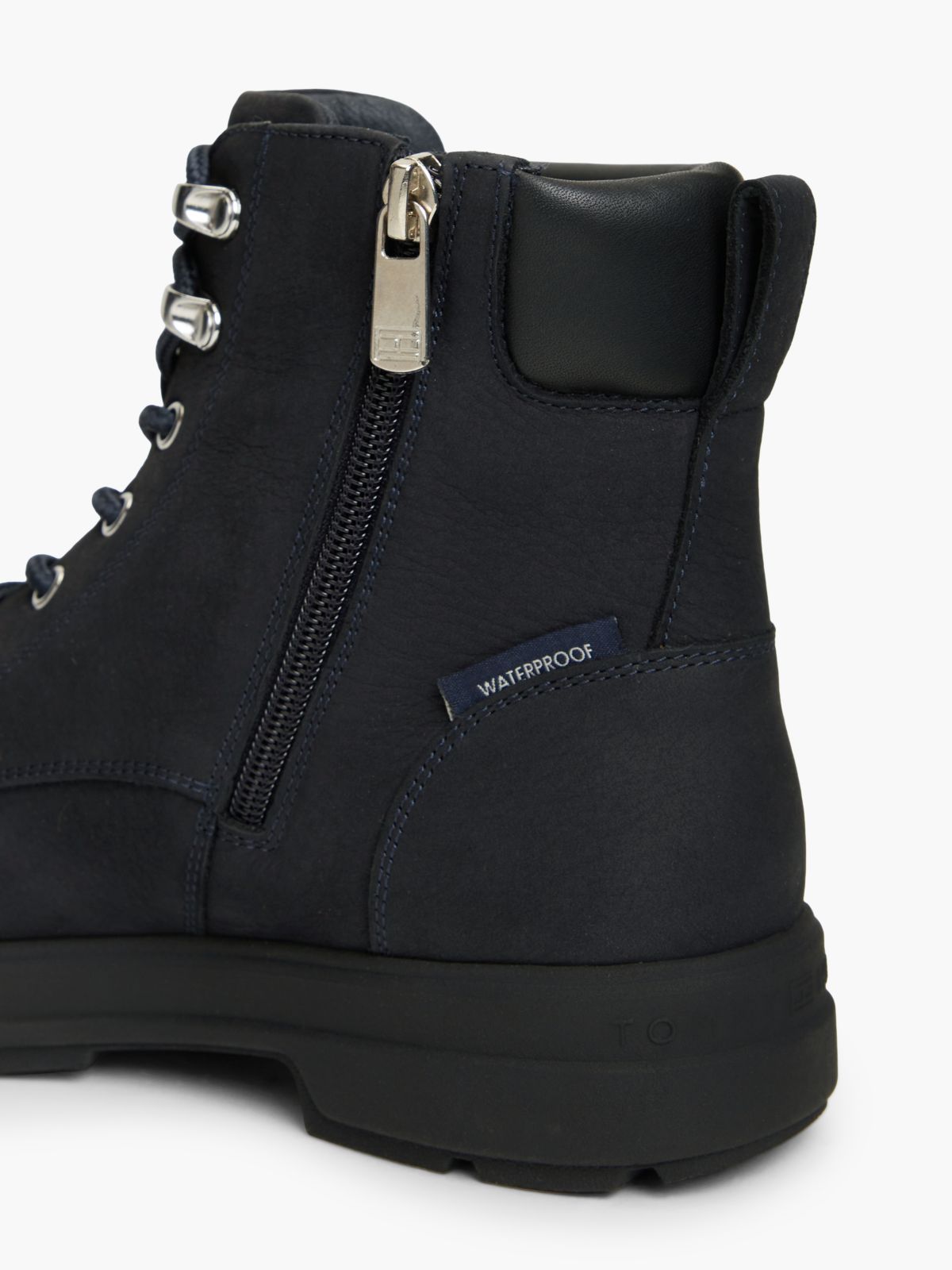 Waterproof Leather Lace-Up Ankle Boots — Blue