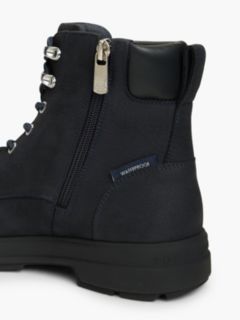 Waterproof Leather Lace-Up Ankle Boots — Blue 6