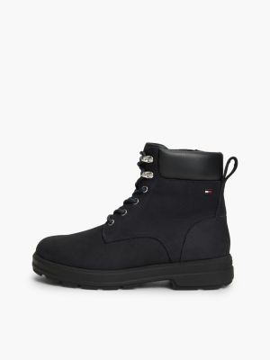 blue waterproof leather lace-up ankle boots for women tommy hilfiger