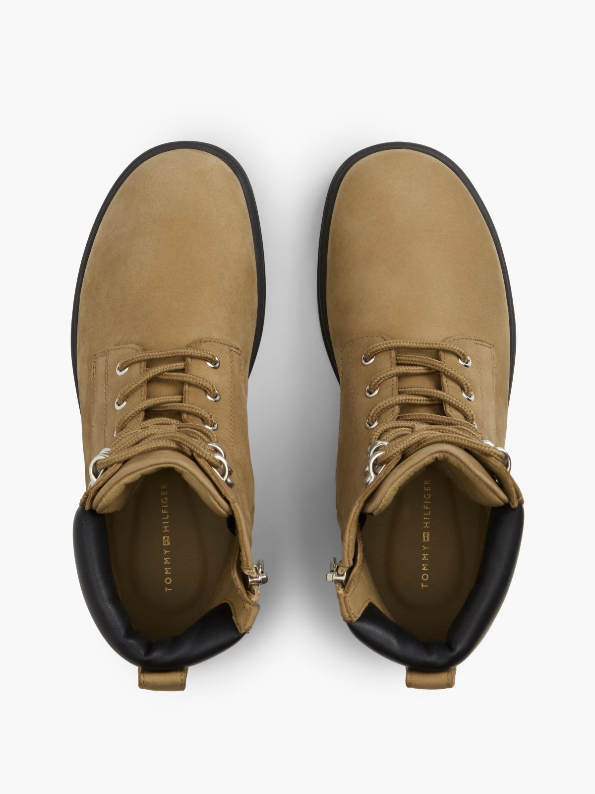 Waterproof Leather Lace-Up Ankle Boots — Khaki
