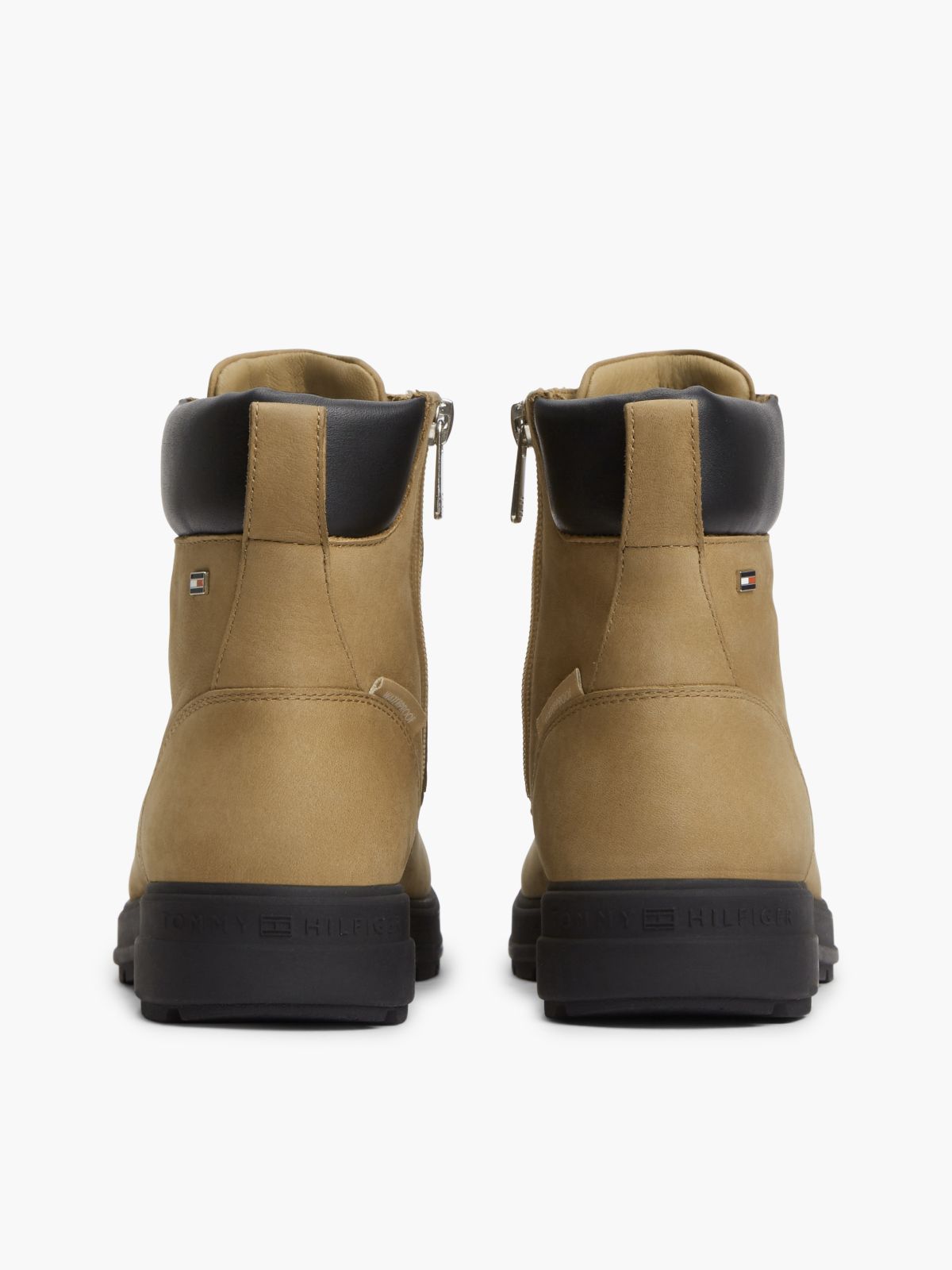 Waterproof Leather Lace-Up Ankle Boots — Khaki