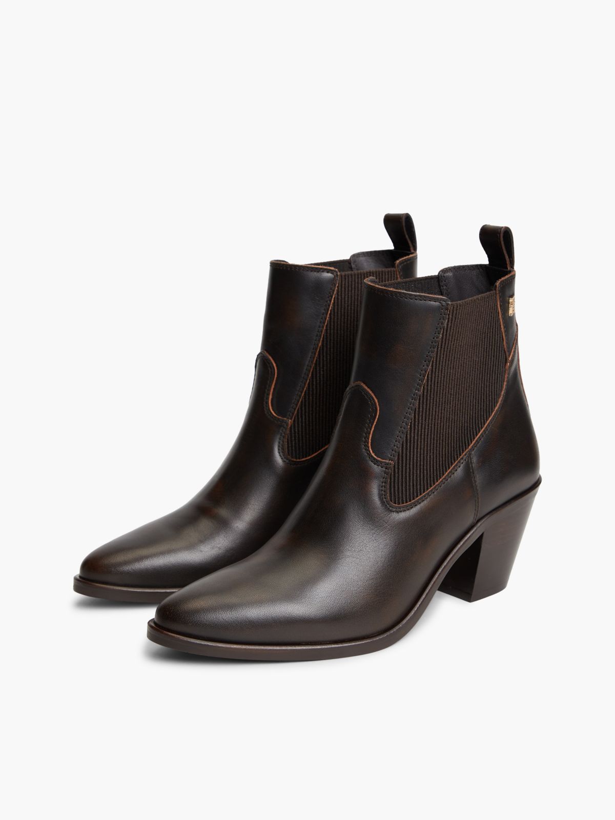 Leather Western Chelsea Boots — Brown