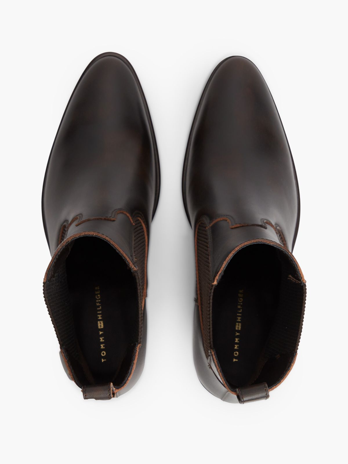 Leather Western Chelsea Boots — Brown