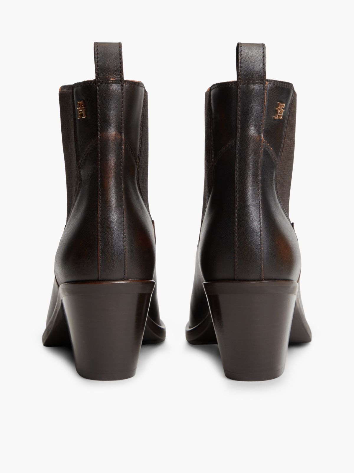 Leather Western Chelsea Boots — Brown