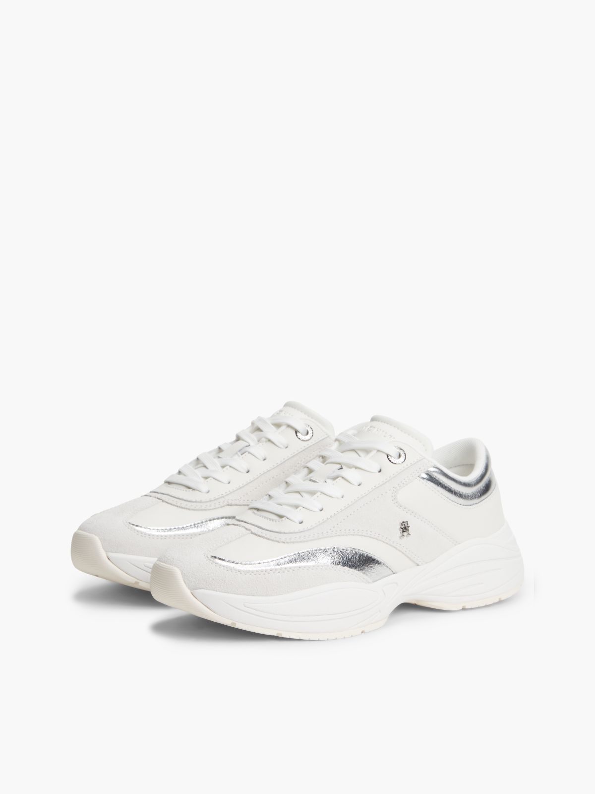 Suede TH Monogram Metallic Trainers — White
