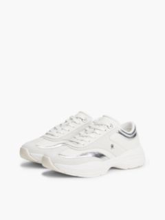 Suede TH Monogram Metallic Trainers — White 2