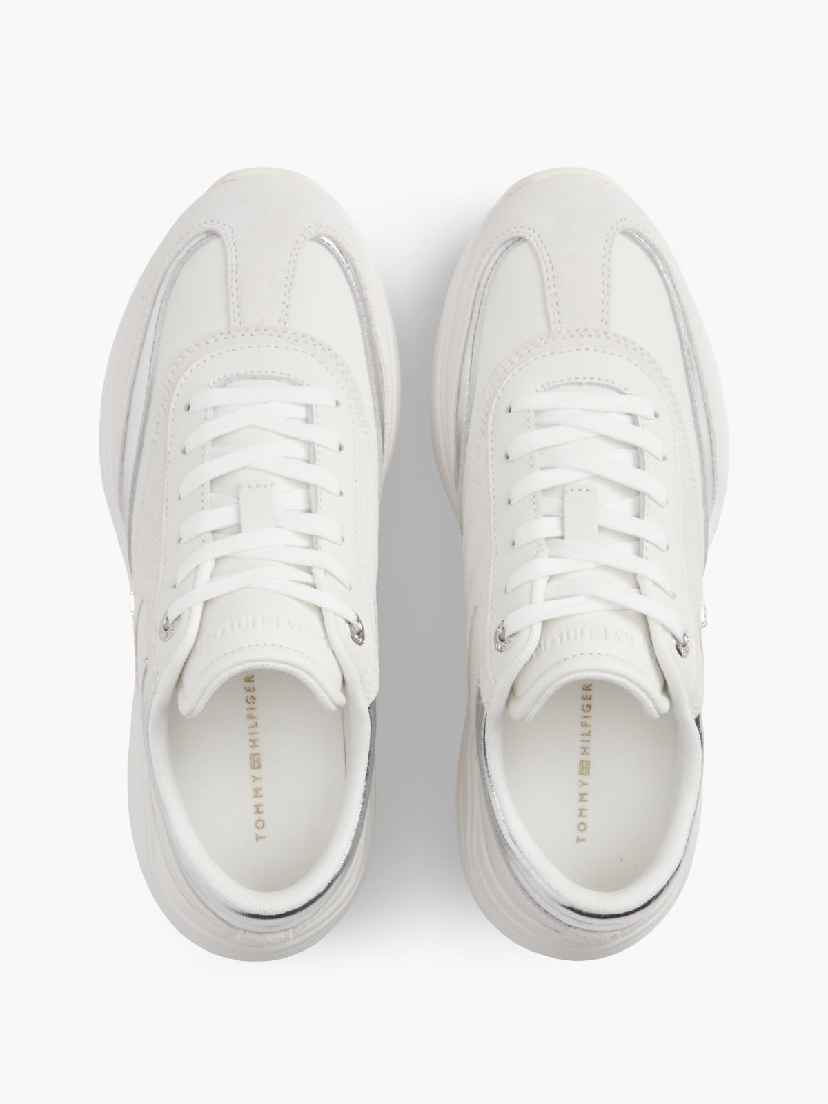 Suede TH Monogram Metallic Trainers — White