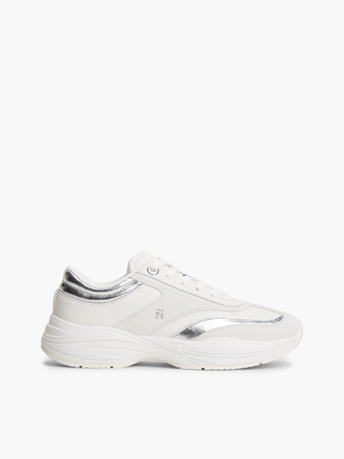 Suede TH Monogram Metallic Trainers — White