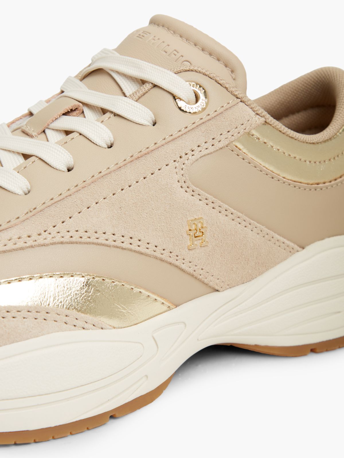 Suede TH Monogram Metallic Trainers — Beige