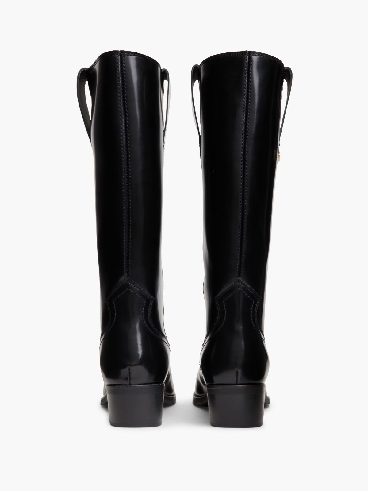 TH Monogram Leather Cowboy Boots — Black