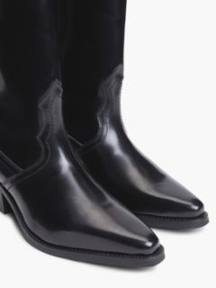 TH Monogram Leather Cowboy Boots — Black 6