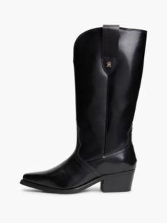 TH Monogram Leather Cowboy Boots — Black 7