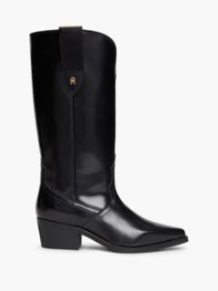 TH Monogram Leather Cowboy Boots — Black 1