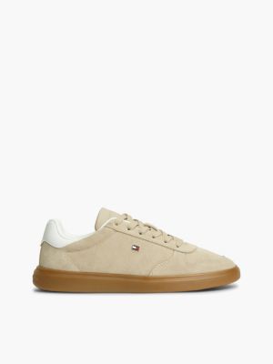 brown lightweight suede court trainers for women tommy hilfiger
