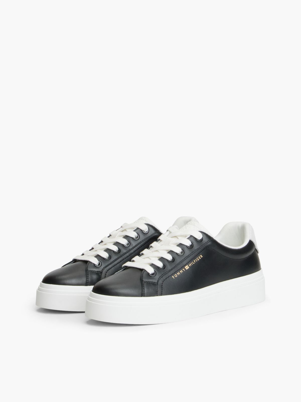 TH Monogram Leather Platform Trainers — Black