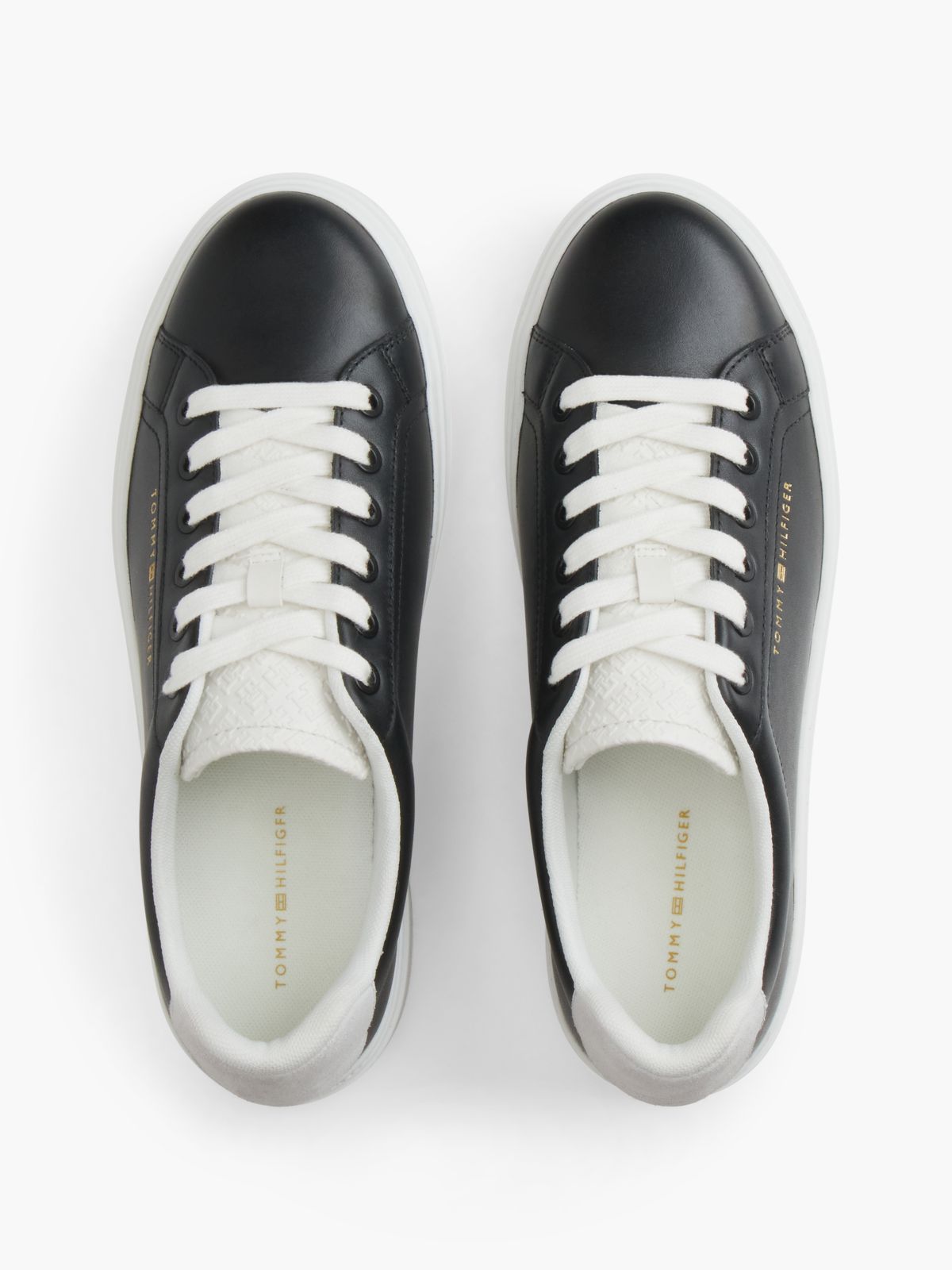 TH Monogram Leather Platform Trainers — Black