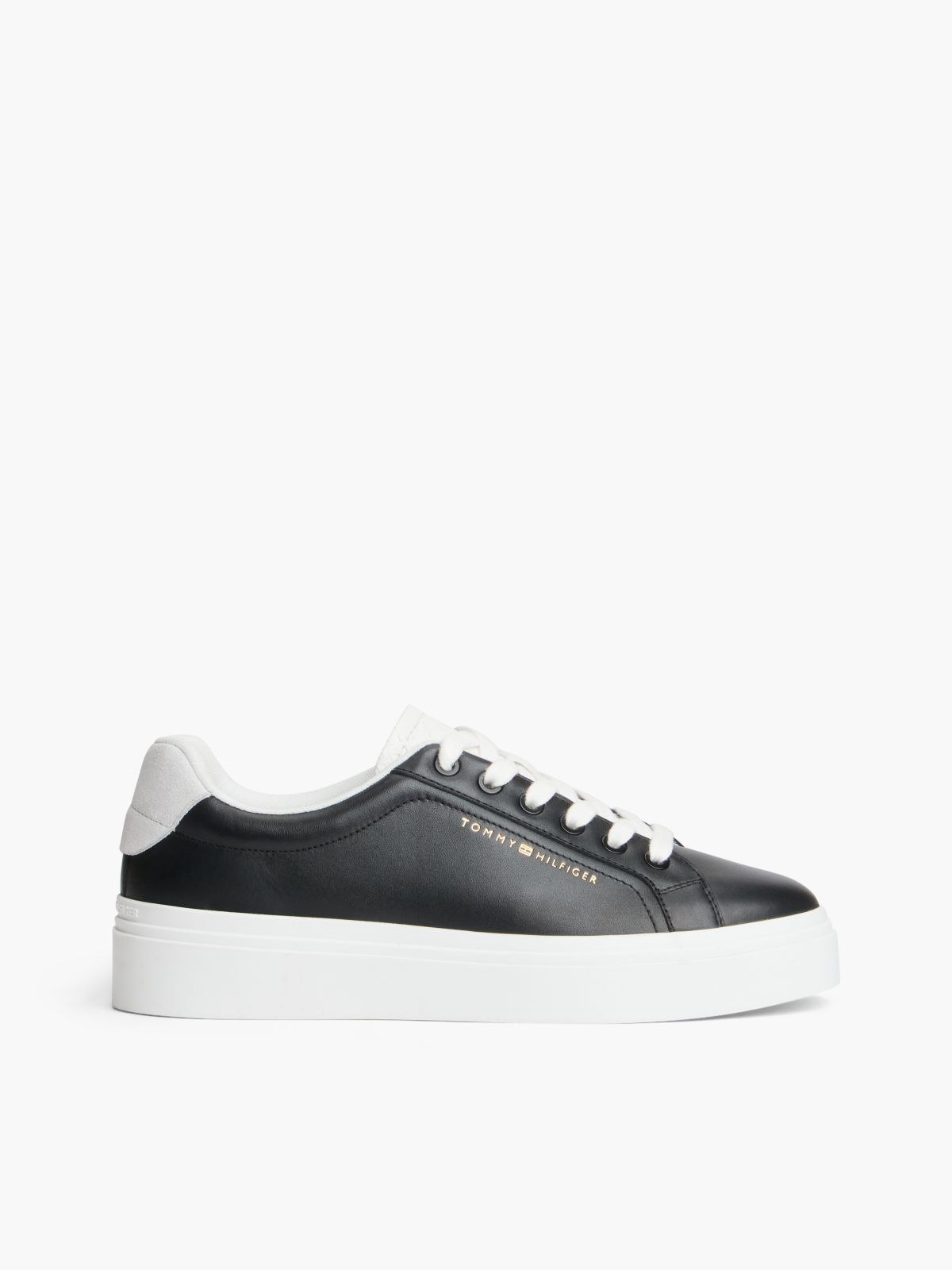TH Monogram Leather Platform Trainers — Black