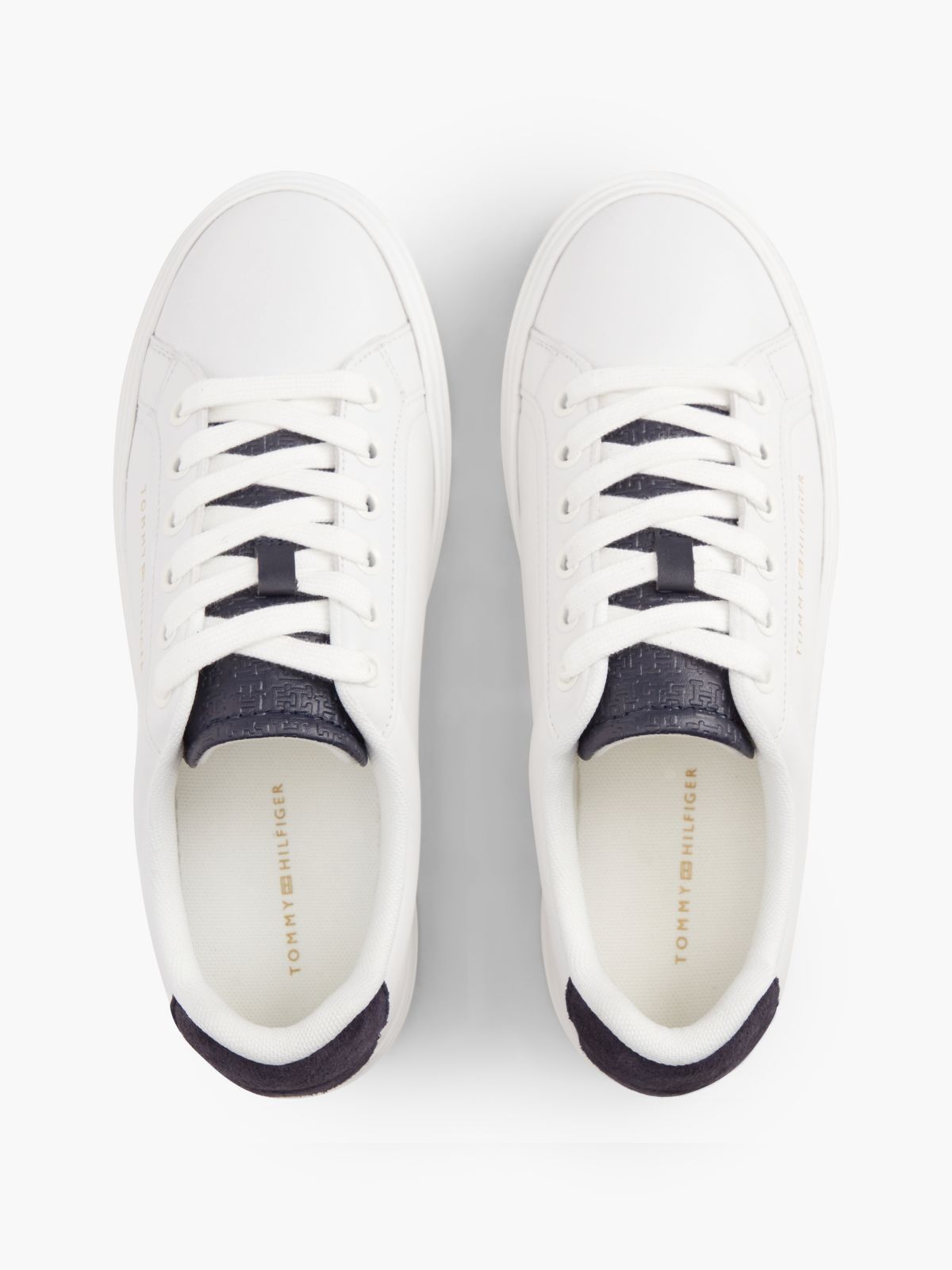 TH Monogram Leather Platform Trainers — White