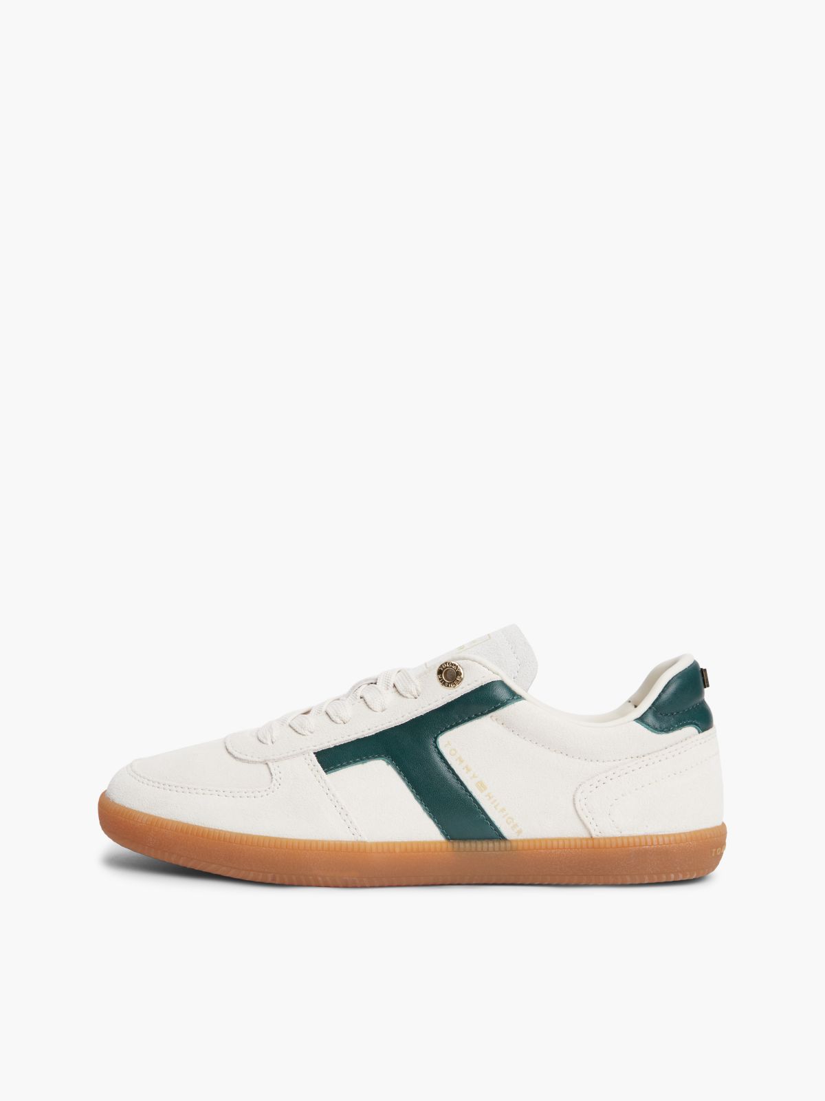 TH Tribeca Suede Mixed Texture Enamel Flag Trainers — Beige