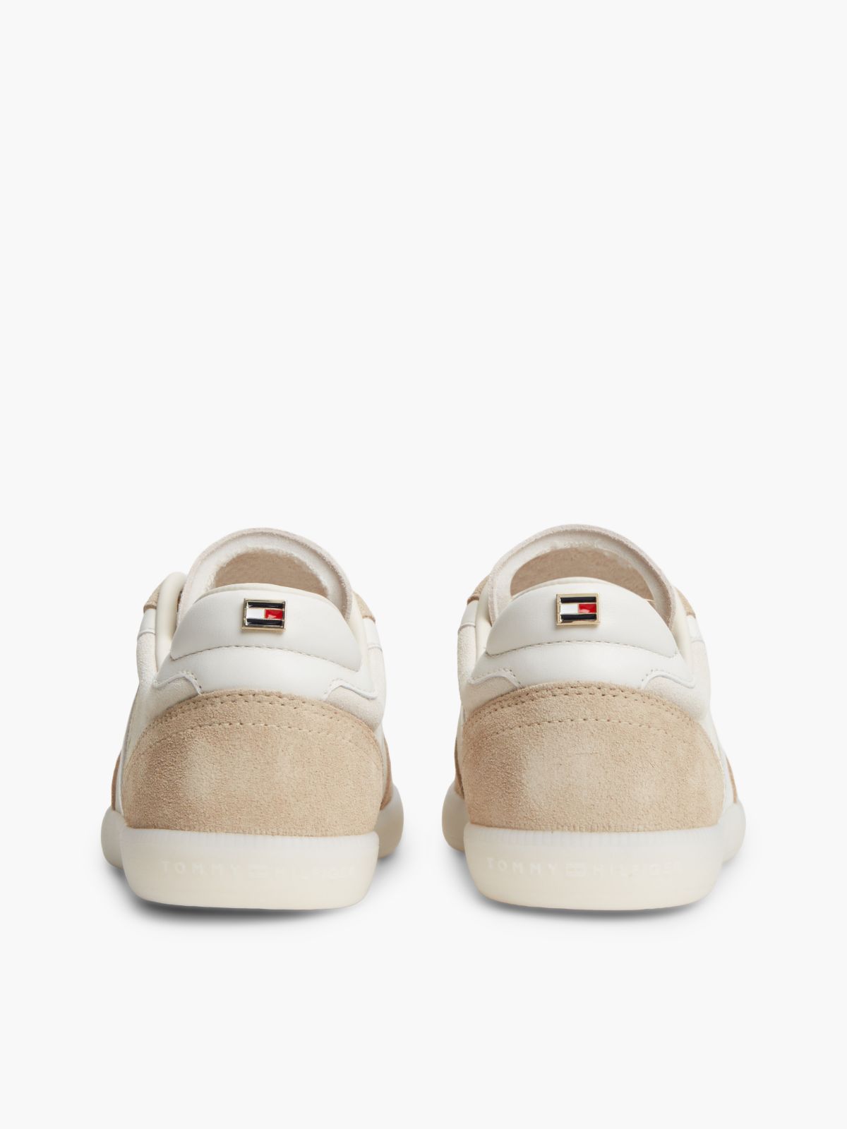 TH Tribeca Suede Mixed Texture Enamel Flag Trainers — Beige