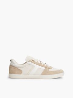 TH Tribeca Suede Mixed Texture Enamel Flag Trainers — Beige 1