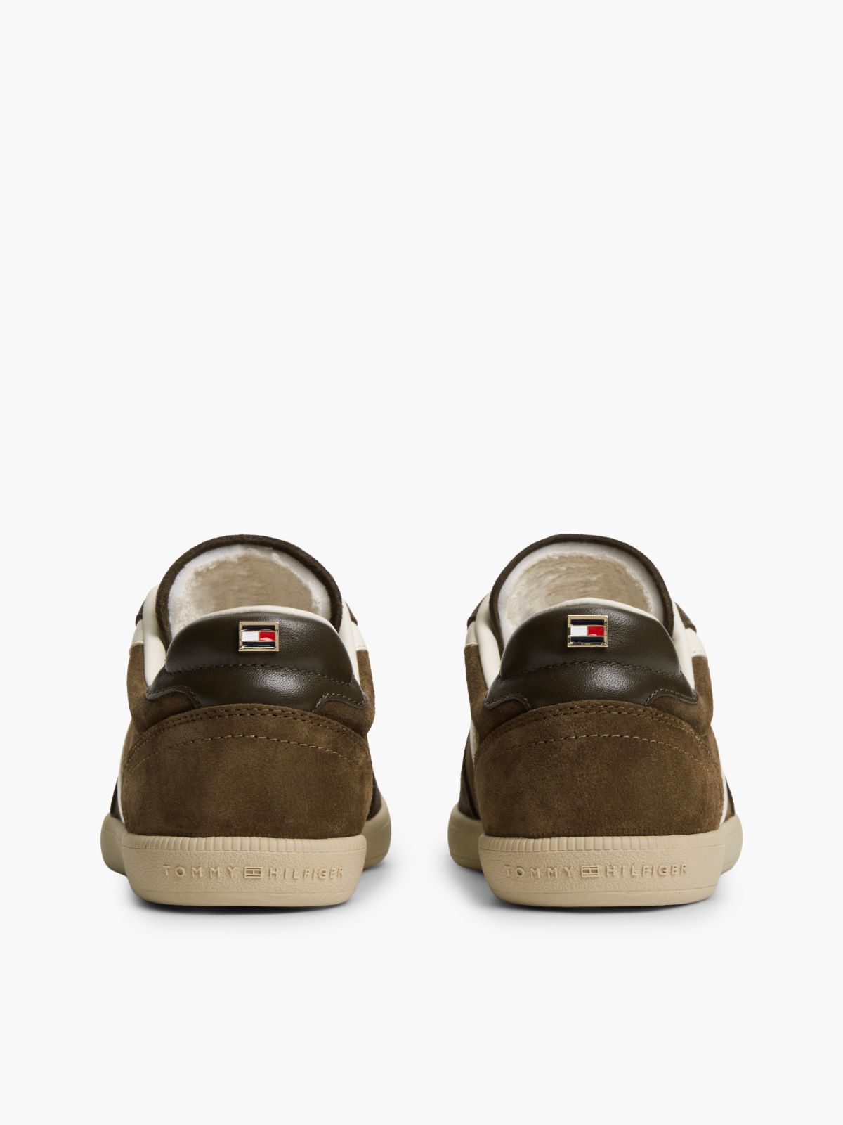 TH Tribeca Suede Mixed Texture Enamel Flag Trainers — Brown