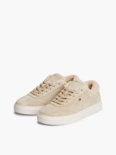 Leather Warm Lined Cupsole Trainers — Beige 2