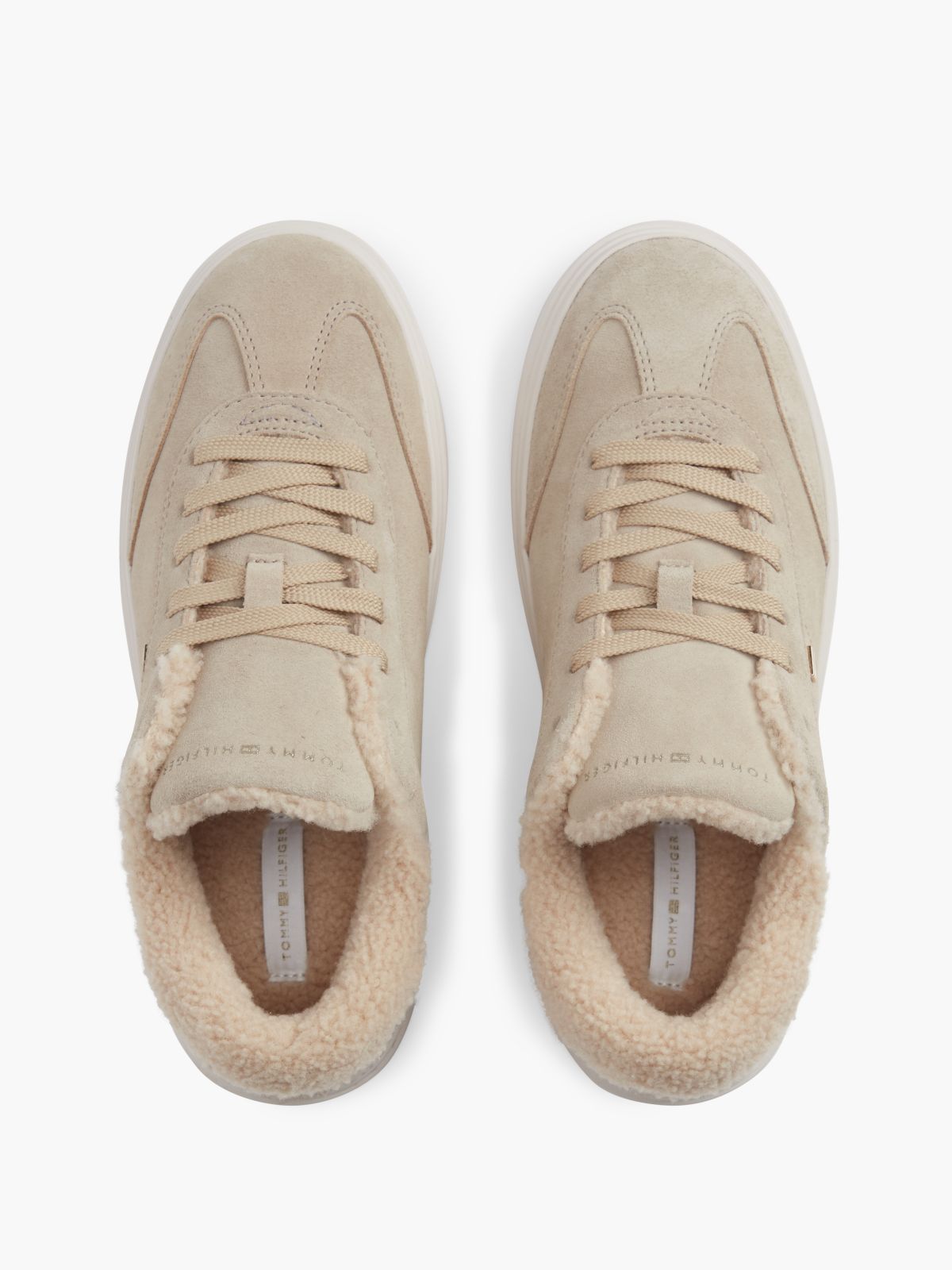 Leather Warm Lined Cupsole Trainers — Beige